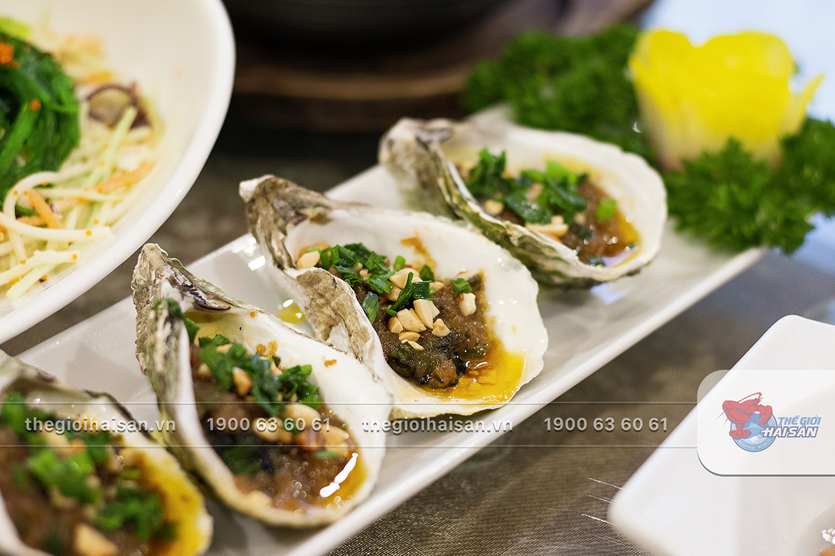 Grilled oysters with scallion oil